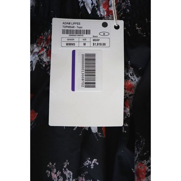 Adan Lippes Women's Sz M Black Floral Print Off-the-Shoulder Poplin Top $1,919 - Picture 5 of 7
